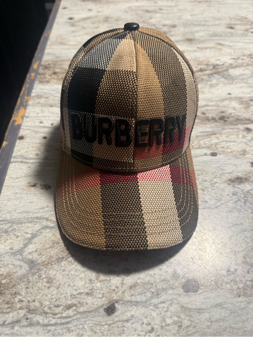 Burberry Beige Tan Black Check Baseball Cap